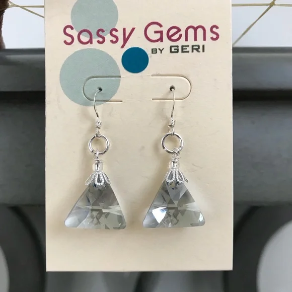 Handmade Custom designed Swarovski Sterling earrings One of a Kind Handcrafted